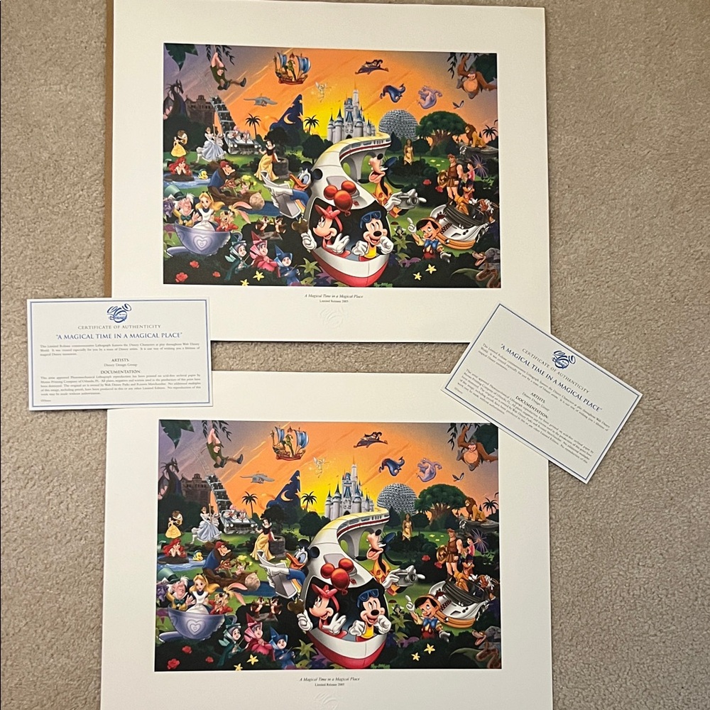Two Disney Limited Release 2005 Lithographs 
SFH stored in Original Envelope